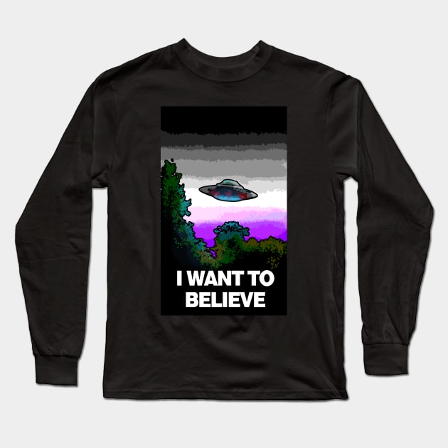 I WANT TO BELIEVE in ASEXUALITY Long Sleeve T-Shirt by jonesylium